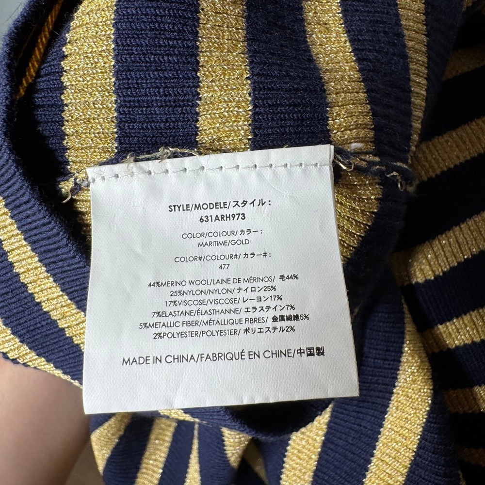 Michael Kors Collection Italy Navy Gold Metallic Stripe Knit Midi Dress Size M - Picture 7 of 8